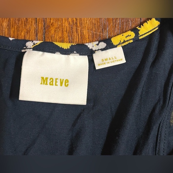 Maeve Anthropologie Summer Breeze Black & Yellow Floral Dress Size S - Picture 3 of 6